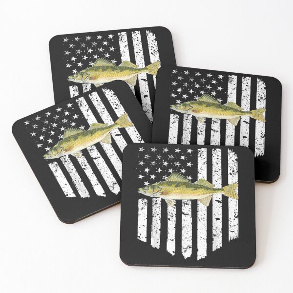 Item preview, Black White American Flag Walleye 4th Of July Fish designed and sold by tolivia.