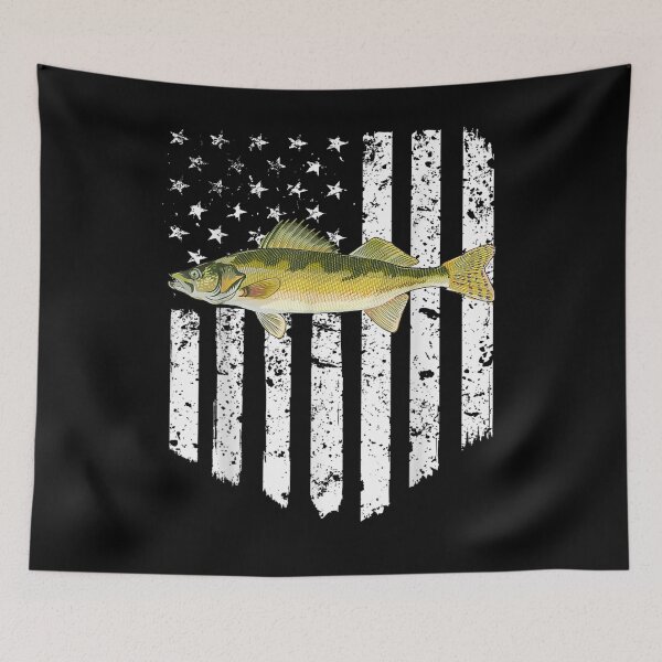Item preview, Black White American Flag Walleye 4th Of July Fish designed and sold by tolivia.