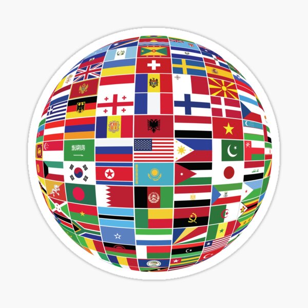 Flags Of The World Round Globe Sticker
