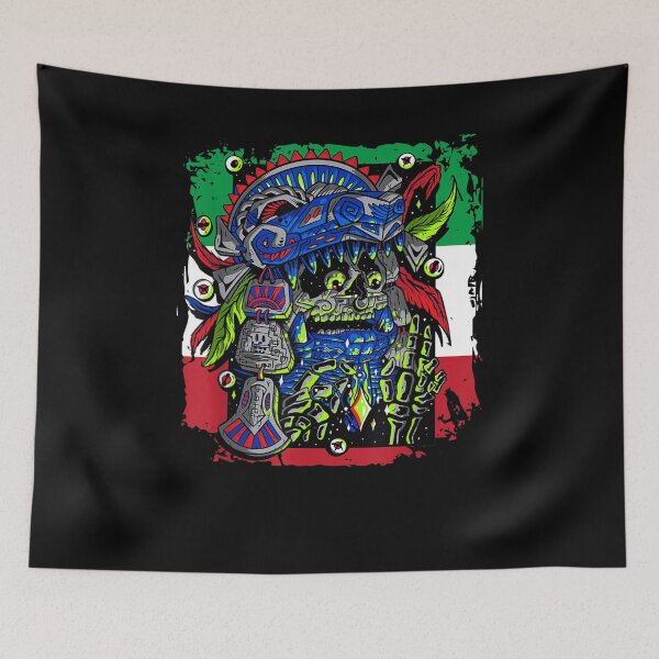 Item preview, Aztec Skull Mexican Flag Native American Cherokee Tribe designed and sold by tolivia.