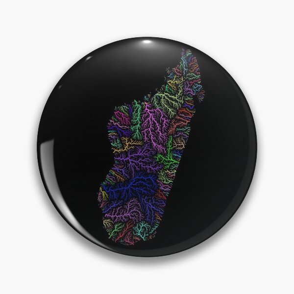 Item preview, Madagascar River Basin Map in Rainbow Colours with Black Background designed and sold by GrasshopperGeo.