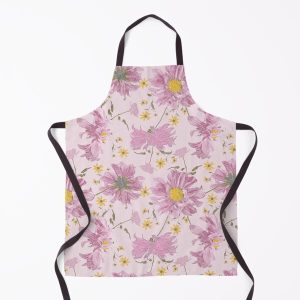 Item preview, Pink Fluffy Dahlia with Yellow, Rose, Chocolate Rudbeckia on a Pink Background designed and sold by cozycaroline.