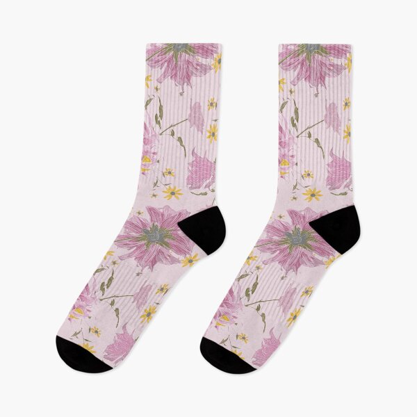 Item preview, Pink Fluffy Dahlia with Yellow, Rose, Chocolate Rudbeckia  on a Pink Background designed and sold by cozycaroline.