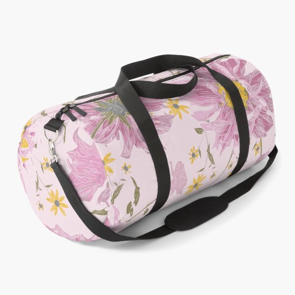 Item preview, Pink Fluffy Dahlia with Yellow, Rose, Chocolate Rudbeckia  on a Pink Background designed and sold by cozycaroline.