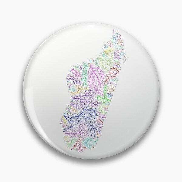 Item preview, Madagascar River Basin Map in Rainbow Colours with White Background designed and sold by GrasshopperGeo.