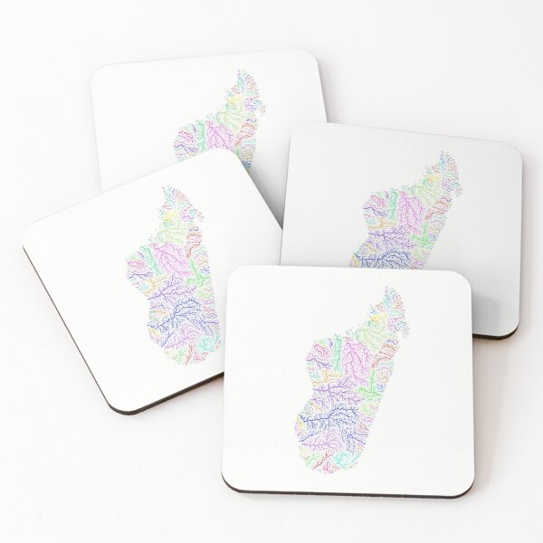 Item preview, Madagascar River Basin Map in Rainbow Colours with White Background designed and sold by GrasshopperGeo.