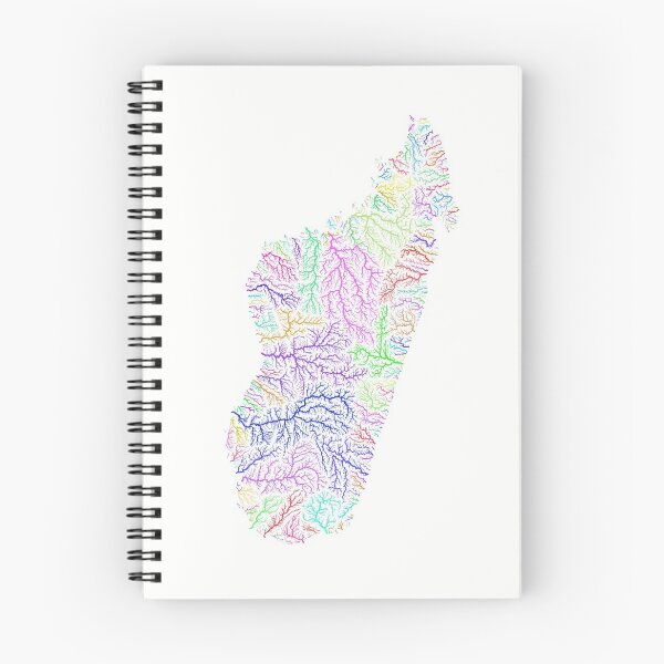Item preview, Madagascar River Basin Map in Rainbow Colours with White Background designed and sold by GrasshopperGeo.