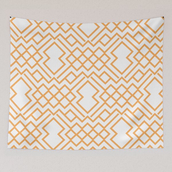 Item preview, Mid-tone Orange and White Geometric Shape Pattern Pairs 2022 Trending Color (Hue / Shade / Colour) Pantone Marigold 14-1050 designed and sold by ColorOfTheYears.