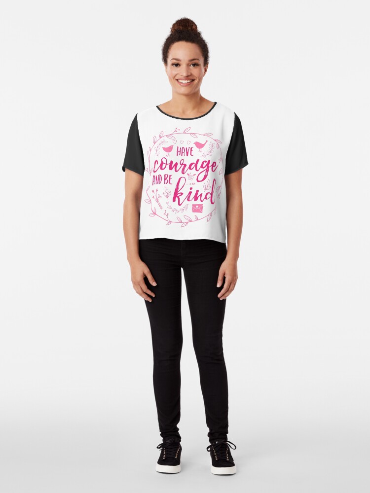 Alternate view of Have Courage and Be Kind Typography Raspberry Pink Chiffon Top