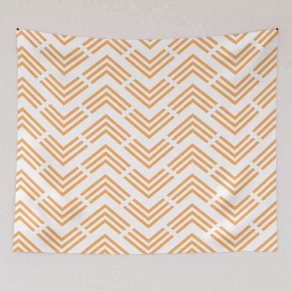 Item preview, Mid-tone Orange and White Chevron Arrow Pattern Pairs 2022 Trending Color (Hue / Shade / Colour) Pantone Marigold 14-1050 designed and sold by ColorOfTheYears.
