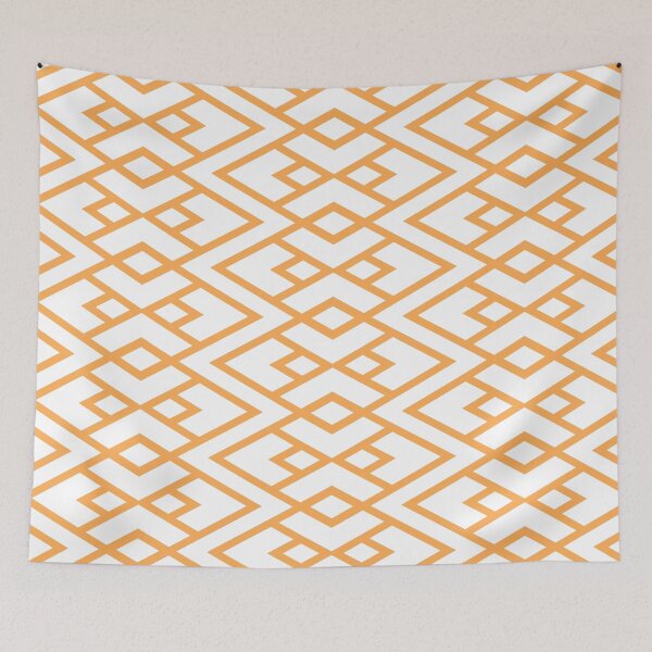 Item preview, Mid-tone Orange and White Diamond Shape Pattern Pairs 2022 Trending Color (Hue / Shade / Colour) Pantone Marigold 14-1050 designed and sold by ColorOfTheYears.