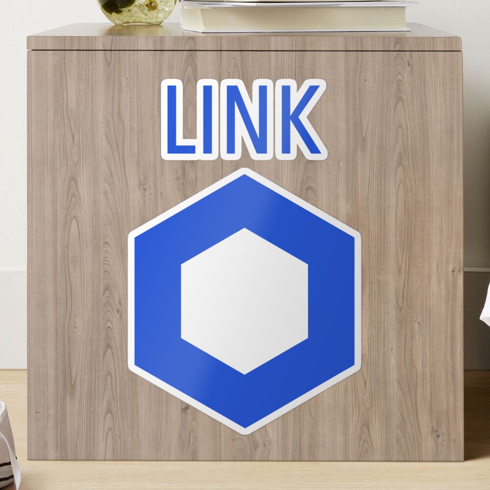 Chainlink crypto Ticker. LINK crypto token logo. Chainlink merch. 