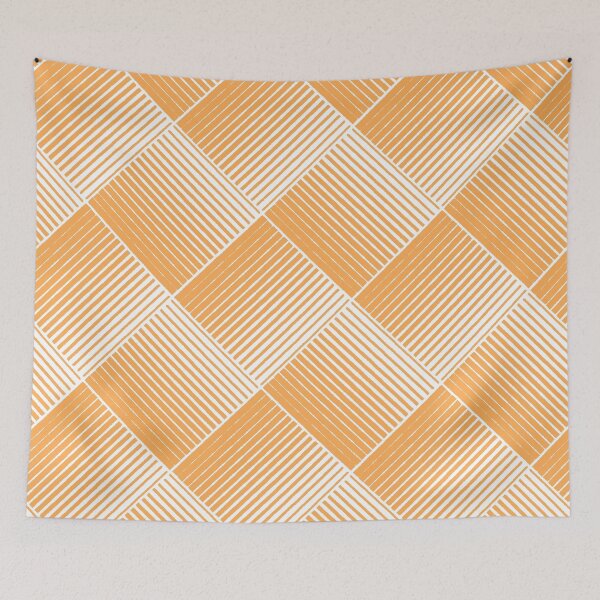 Item preview, Mid-tone Orange and White Mosaic Stripe Pattern Pairs 2022 Trending Color (Hue / Shade / Colour) Pantone Marigold 14-1050 designed and sold by ColorOfTheYears.