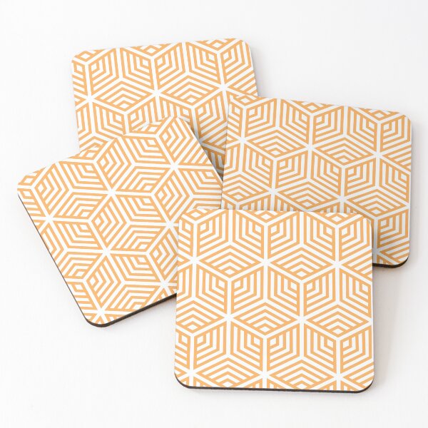 Item preview, Mid-tone Orange and White Cube Geometric Pattern Pairs 2022 Trending Color (Hue / Shade / Colour) Pantone Marigold 14-1050 designed and sold by ColorOfTheYears.