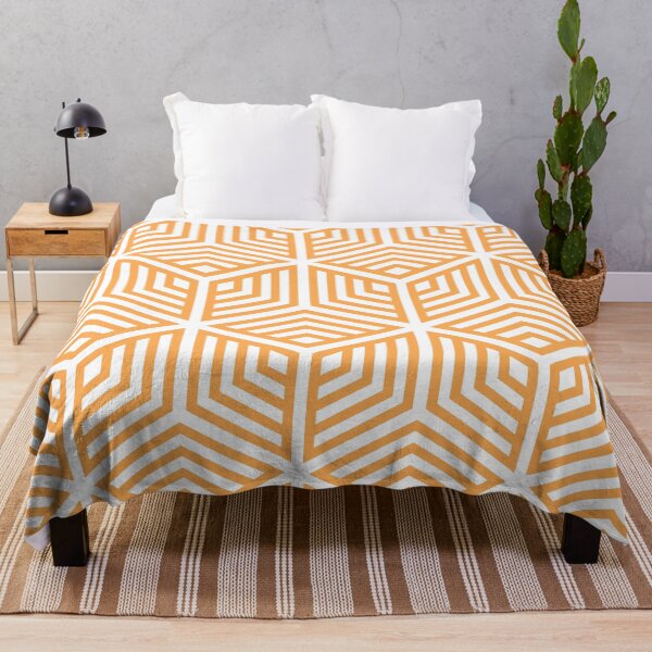 Item preview, Mid-tone Orange and White Cube Geometric Pattern Pairs 2022 Trending Color (Hue / Shade / Colour) Pantone Marigold 14-1050 designed and sold by ColorOfTheYears.