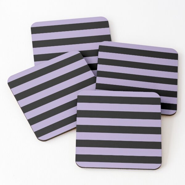 Item preview, Pastel Purple and Black Horizontal Stripe Pattern Pairs 2022 Trending Color (Hue / Shade / Colour) Pantone Purple Rose 15-3716 designed and sold by ColorOfTheYears.