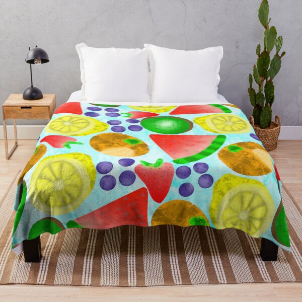 Watercolor Fruits Throw Blanket