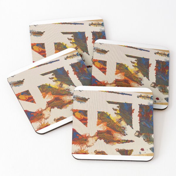 Item preview, Geometric abstract Blue yellow orange red and green designed and sold by LittleBirdInk.