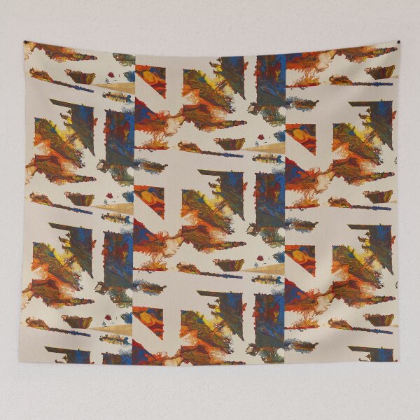 Item preview, Geometric abstract Blue yellow orange red and green designed and sold by LittleBirdInk.