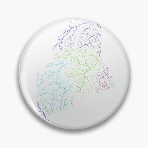 Item preview, Maine River Basin Map in Rainbow Colours with White Background designed and sold by GrasshopperGeo.