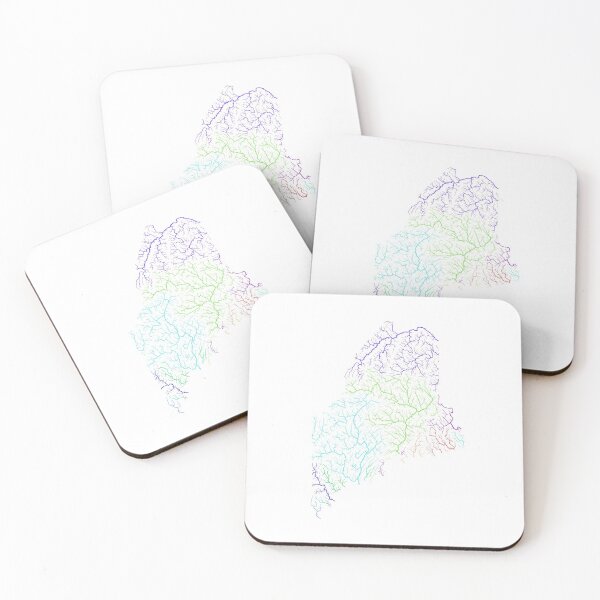 Item preview, Maine River Basin Map in Rainbow Colours with White Background designed and sold by GrasshopperGeo.