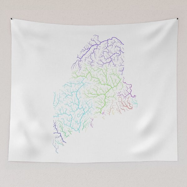 Item preview, Maine River Basin Map in Rainbow Colours with White Background designed and sold by GrasshopperGeo.