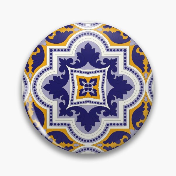 Item preview, Moroccan Tile Pattern - Yellow and Blue - Floral - Detailed Block Print Design, Simple Pattern designed and sold by SemDesigns1.
