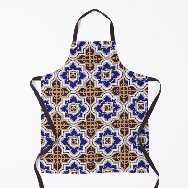 Item preview, Moroccan Tile Pattern - Yellow and Blue - Floral - Detailed Block Print Design, Simple Pattern designed and sold by SemDesigns1.