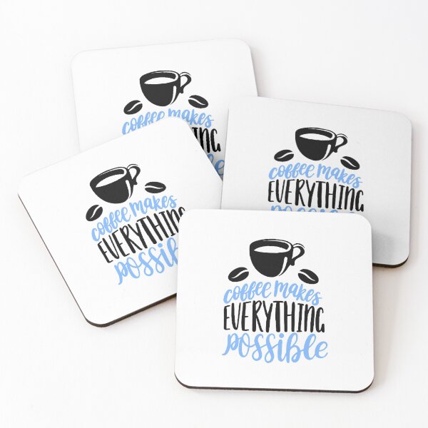 Item preview, Coffee Makes Everything Possible Cup & Beans Black + Blue designed and sold by WearWolfDesigns.