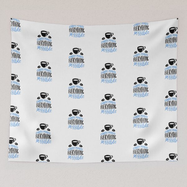 Item preview, Coffee Makes Everything Possible Cup & Beans Black + Blue designed and sold by WearWolfDesigns.