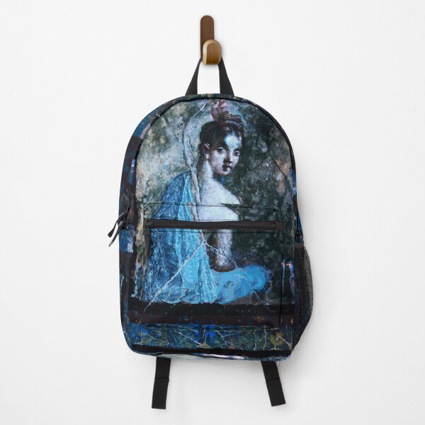 Item preview, POMPEII FRESCOES / LADY IN BLUE AND DOVES IN GARDEN ,DARK GREEN FLORAL designed and sold by BulganLumini.