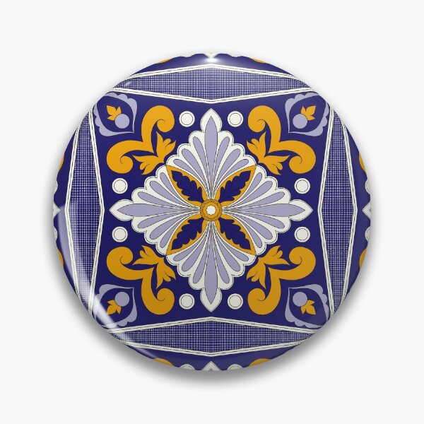 Item preview, Moroccan Tile Pattern - Yellow and Blue - Floral - Detailed Block Print Design, Simple Pattern designed and sold by SemDesigns1.