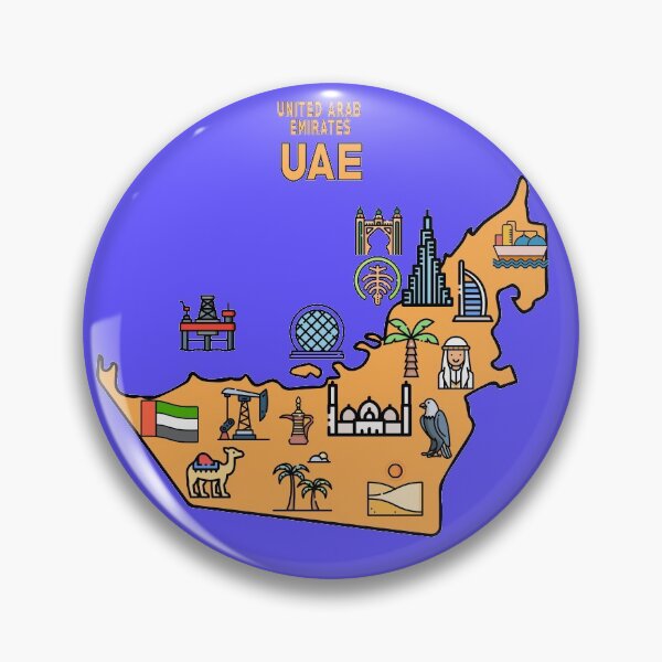 Item preview, UAE travel map. Decorative icons of famous landmarks and attractions designed and sold by mashmosh.