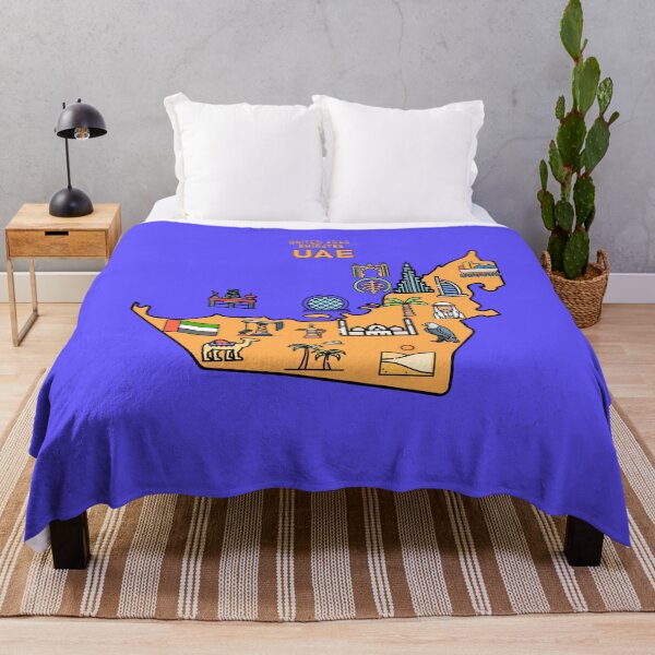 Item preview, UAE travel map. Decorative icons of famous landmarks and attractions designed and sold by mashmosh.