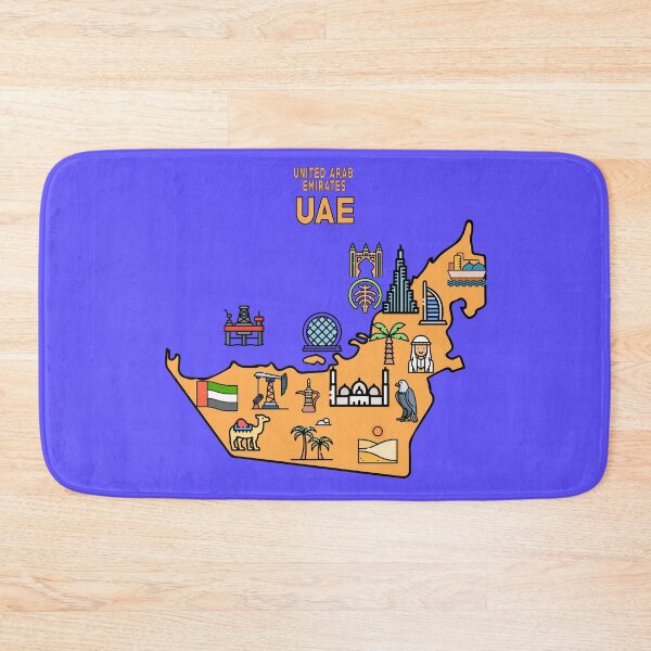 Item preview, UAE travel map. Decorative icons of famous landmarks and attractions designed and sold by mashmosh.