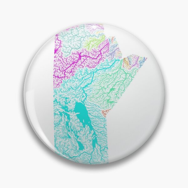 Item preview, Manitoba River Basin Map in Rainbow Colours with White Background designed and sold by GrasshopperGeo.