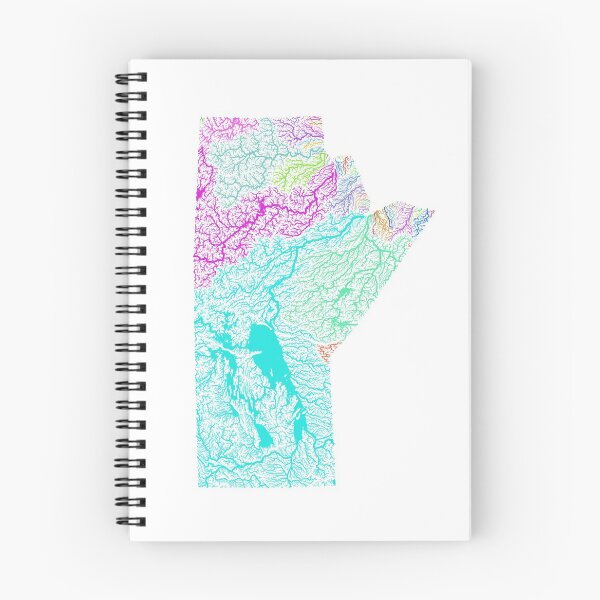 Item preview, Manitoba River Basin Map in Rainbow Colours with White Background designed and sold by GrasshopperGeo.