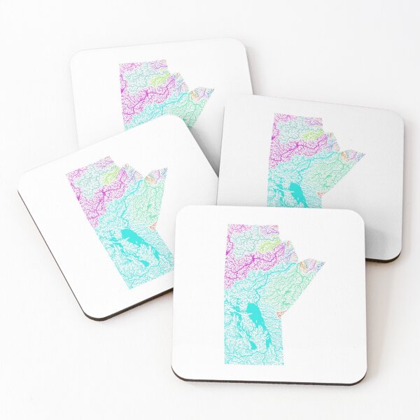 Item preview, Manitoba River Basin Map in Rainbow Colours with White Background designed and sold by GrasshopperGeo.