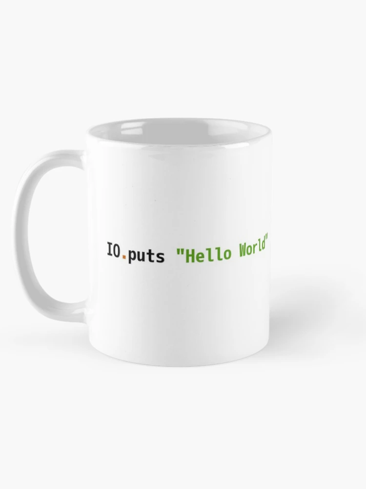 Thumbnail 5 of 6, Coffee Mug, Hello World Elixir Code - Light Syntax Scheme Coder Design designed and sold by geeksta.
