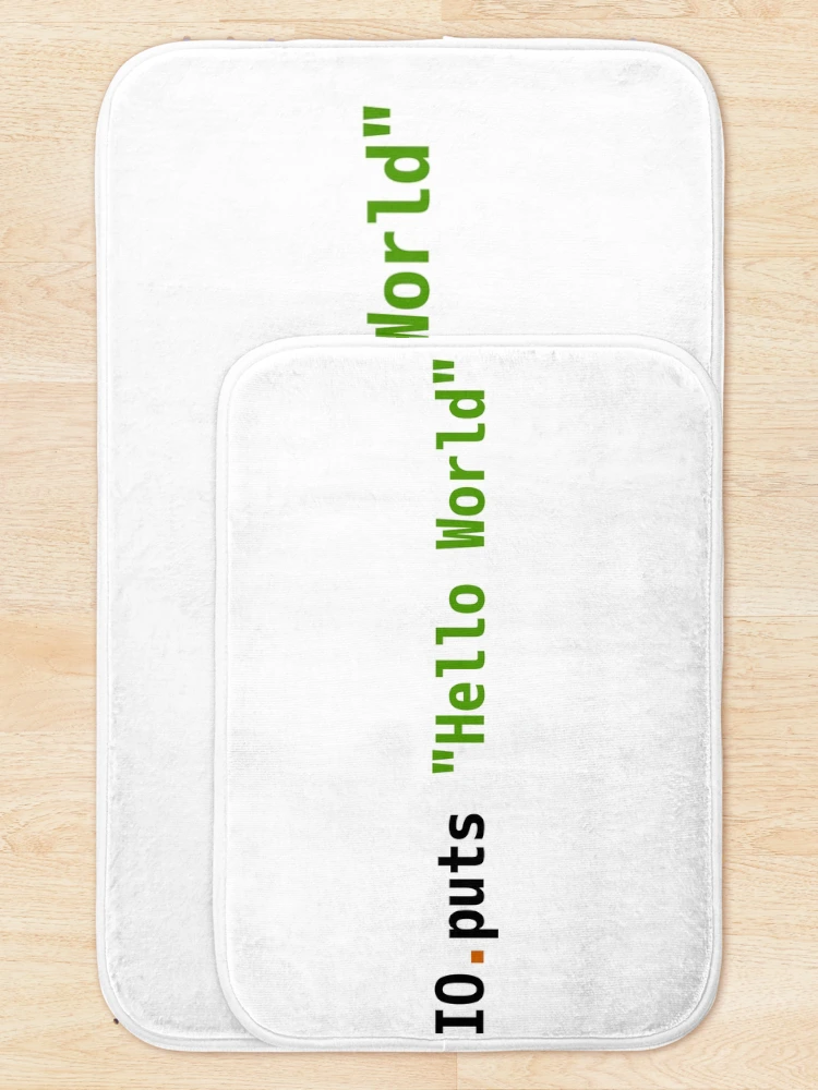 Thumbnail 5 of 6, Bath Mat, Hello World Elixir Code - Light Syntax Scheme Coder Design designed and sold by geeksta.
