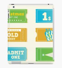 Blue and yellow retro cinema christmas tickets. Christmas shopping or entertainment iPad Case/Skin