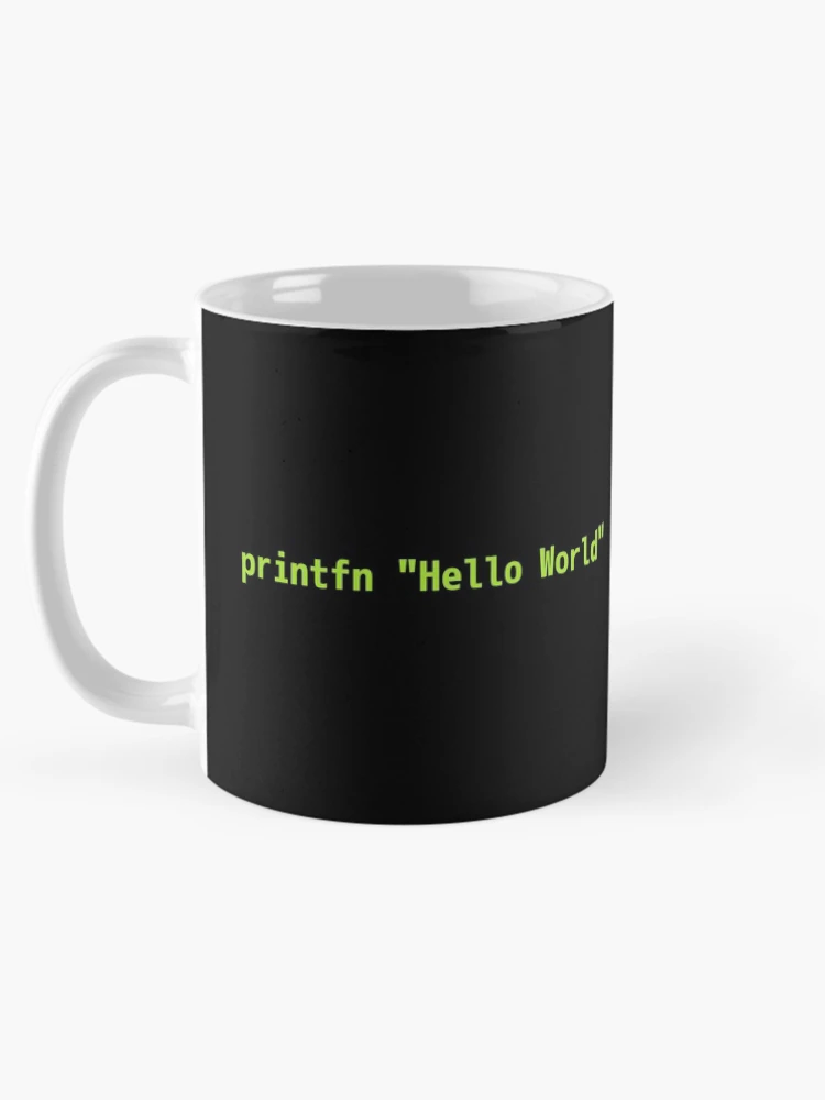 Thumbnail 5 of 6, Coffee Mug, Hello World FSharp Code - Dark Syntax Scheme Coder Design designed and sold by geeksta.