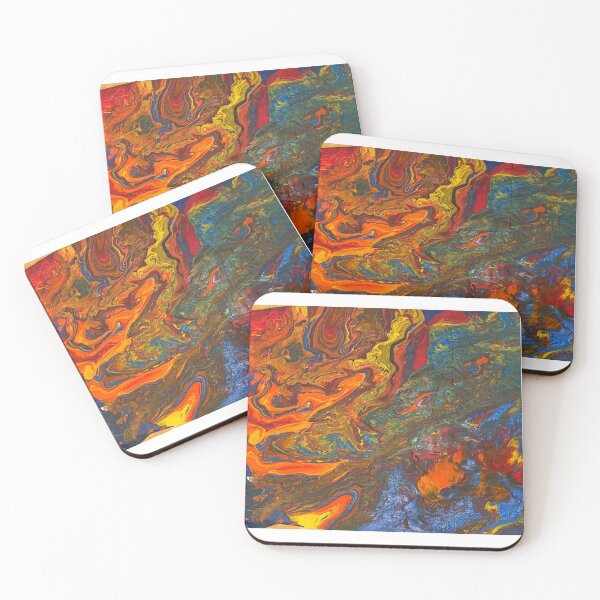Item preview, abstract Blue yellow orange red and green designed and sold by LittleBirdInk.