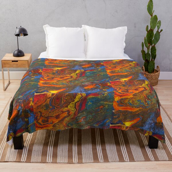 Item preview, abstract Blue yellow orange red and green designed and sold by LittleBirdInk.
