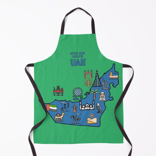 Item preview, map of United Arab Emirates with icons of country symbols, culture and landmarks designed and sold by mashmosh.