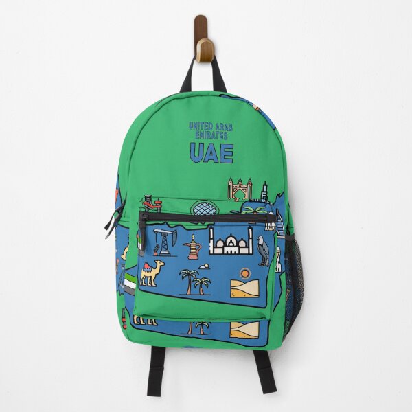 Item preview, map of United Arab Emirates with icons of country symbols, culture and landmarks designed and sold by mashmosh.