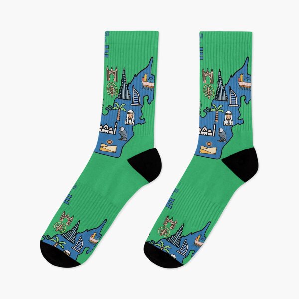 Item preview, map of United Arab Emirates with icons of country symbols, culture and landmarks designed and sold by mashmosh.