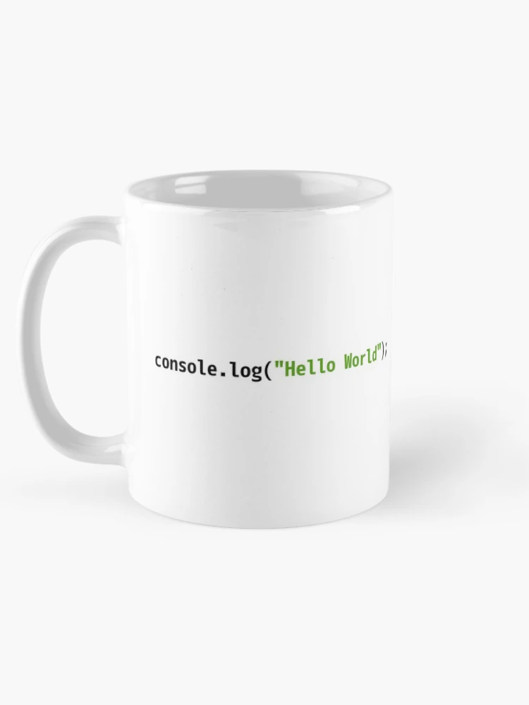 Thumbnail 5 of 6, Coffee Mug, Hello World JavaScript Code - Light Syntax Scheme Coder Design designed and sold by geeksta.