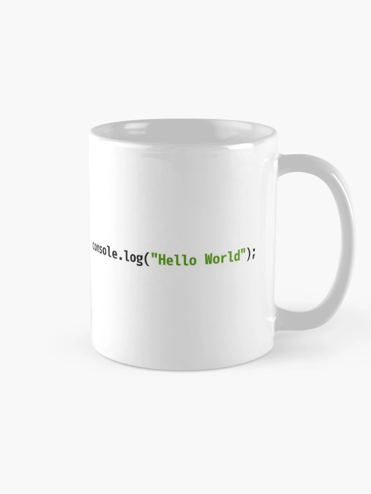 Thumbnail 3 of 6, Coffee Mug, Hello World JavaScript Code - Light Syntax Scheme Coder Design designed and sold by geeksta.