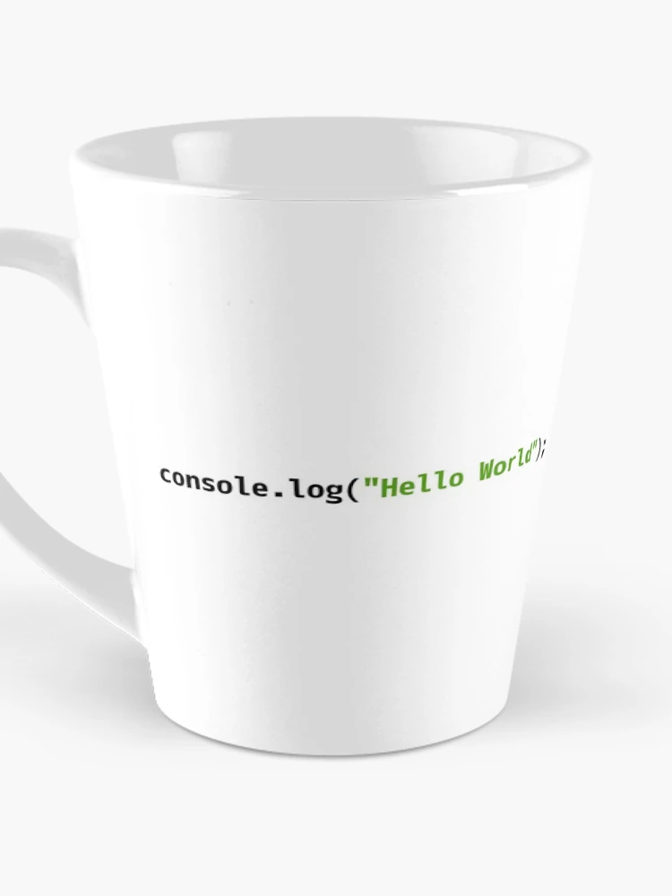 Thumbnail 3 of 4, Coffee Mug, Hello World JavaScript Code - Light Syntax Scheme Coder Design designed and sold by geeksta.